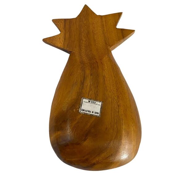 2 Wooden Bowls Pineapple Shape Philippines Hand Carved Folk Art Dining MCM VTG - Picture 8 of 15